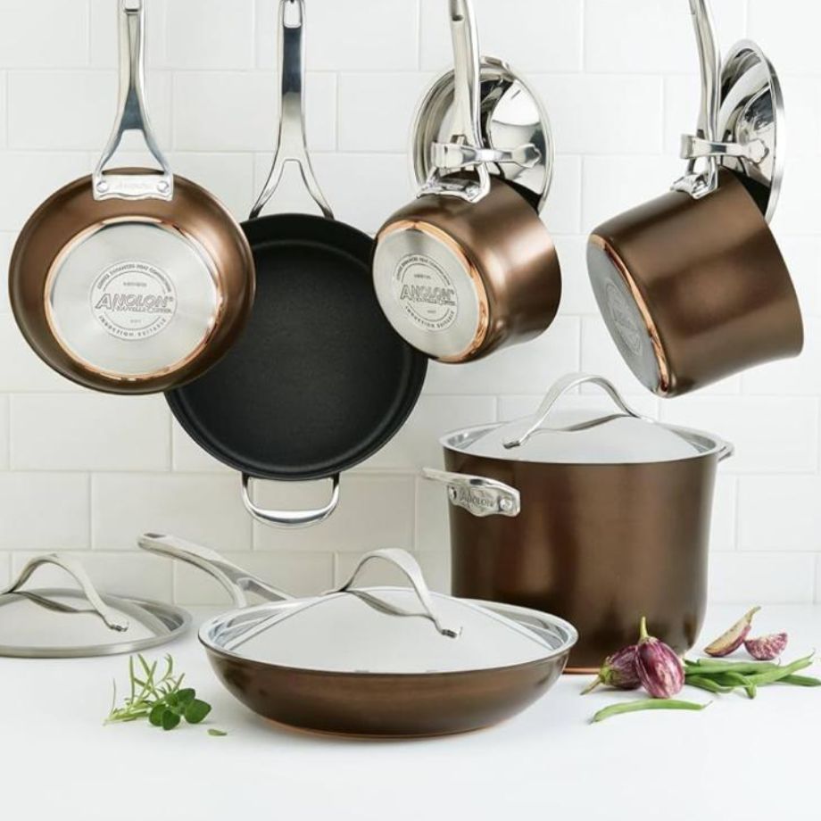 ANOLON NOUVELLE 11PC COPPER LUXE SABLE HARD ANODIZED NON-STICK COOKWARE SET