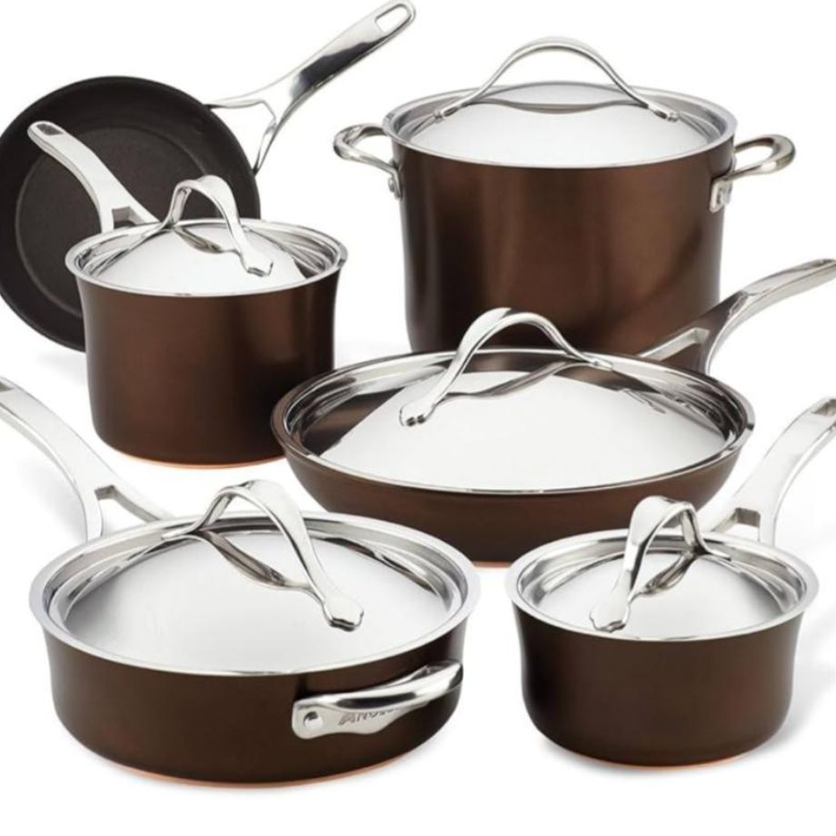 ANOLON NOUVELLE 11PC COPPER LUXE SABLE HARD ANODIZED NON-STICK COOKWARE SET
