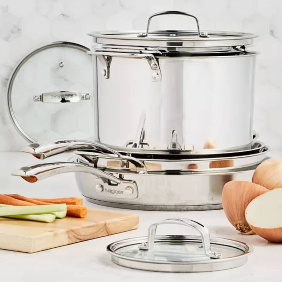 BELGIQUE STACKABLE 10PC STAINLESS STEEL COOKWARE SET