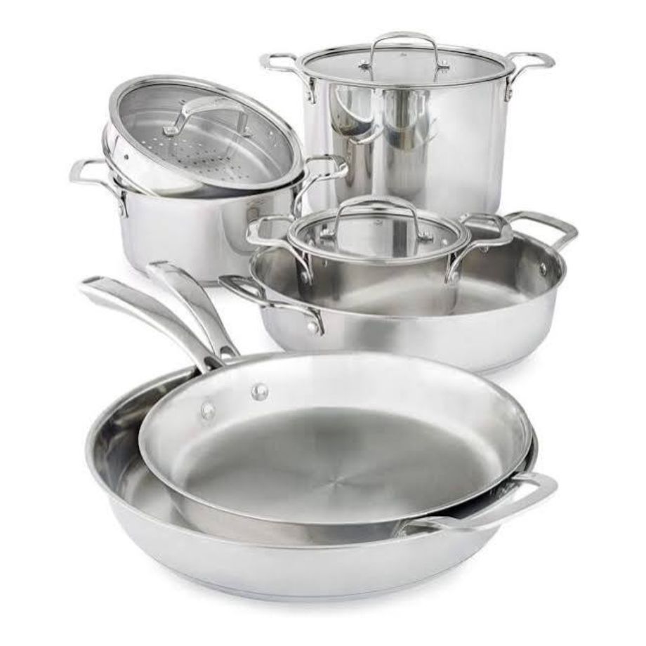 BELGIQUE STACKABLE 10PC STAINLESS STEEL COOKWARE SET