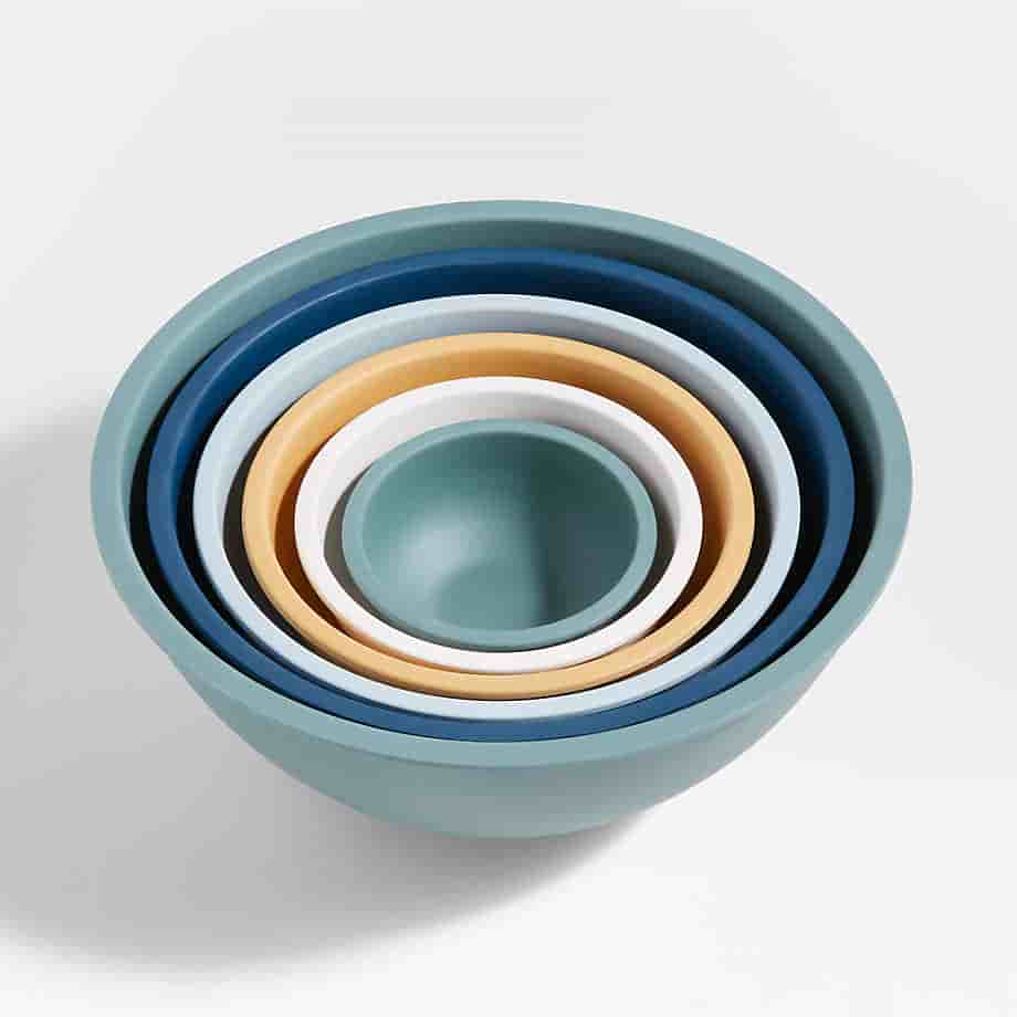 Augusta's Cookware White Rimmed Mixing and Serving Bowls Set of 6