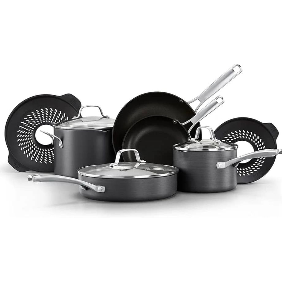 CALPHALON CLASSIC 10PC HARD ANODIZED NON BOIL COOKWARE SET