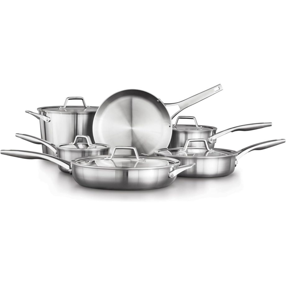 CALPHALON PREMIER 11PC STAINLESS STEEL COOKWARE SET-Augustascookware