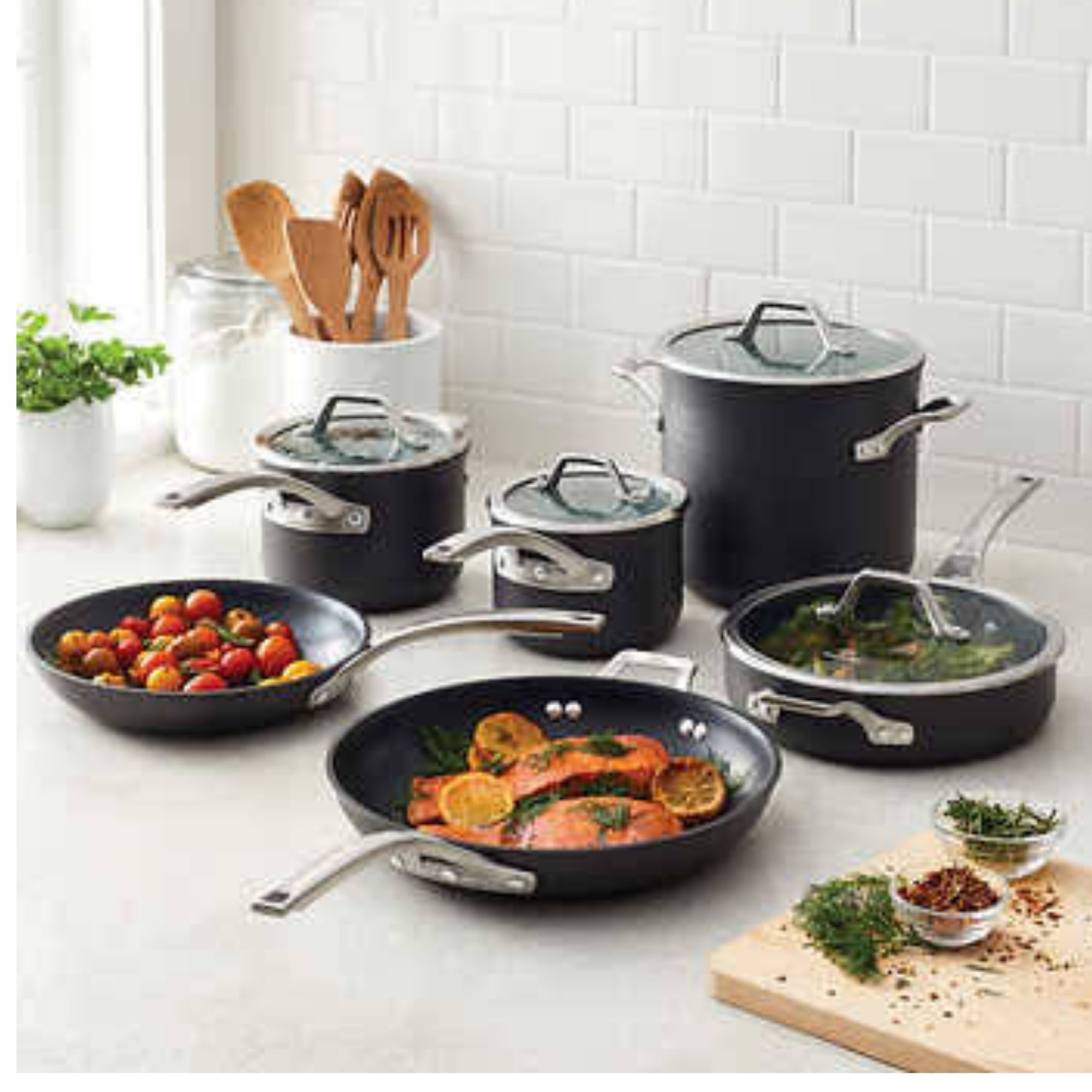 CALPHALON SIGNATURE 10PC HARD ANODIZED COOKWARE SET-3-augustascookware