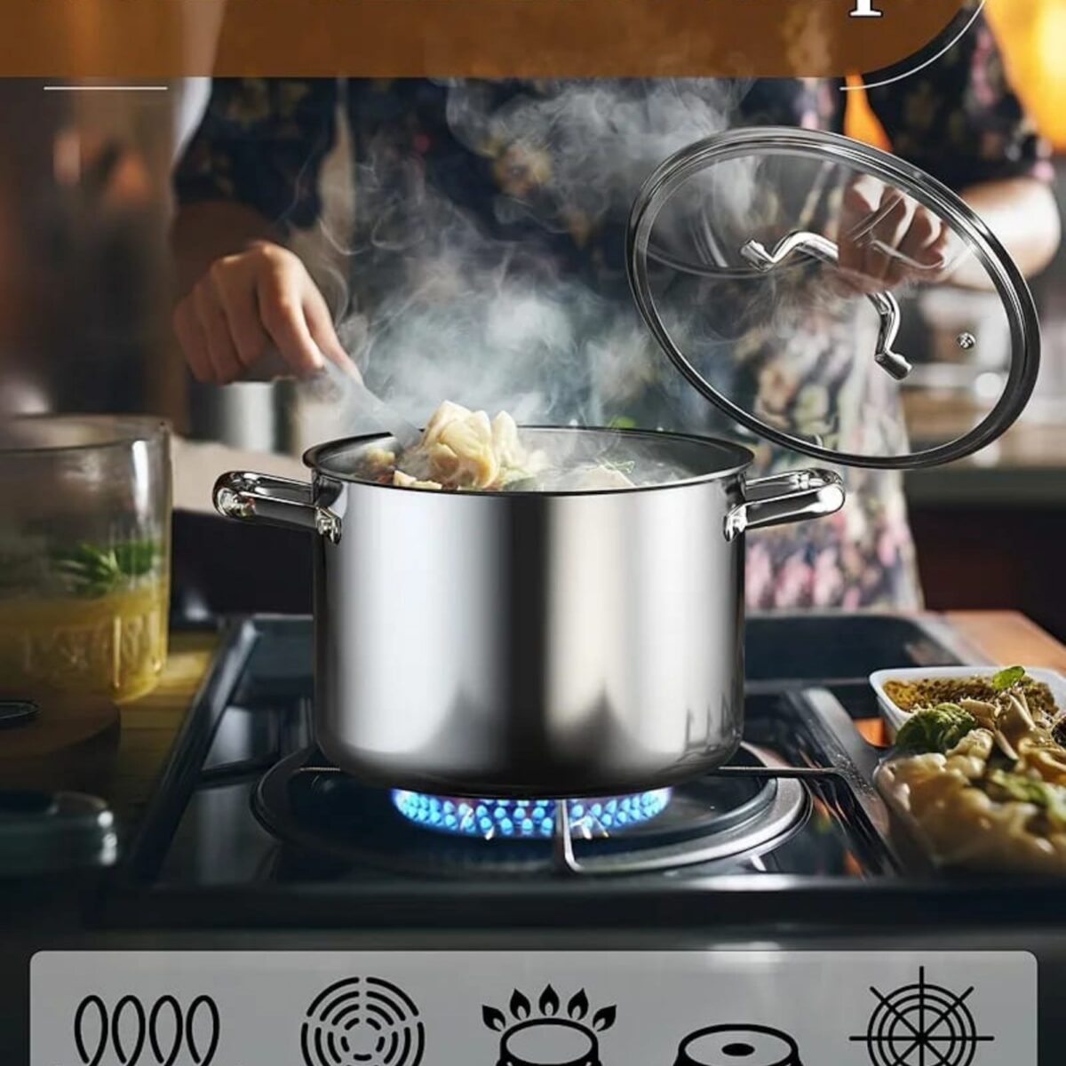 COOK N HOME 7PCS TRI-PLY CLAD STAINLESS STEEL COOKWARE SET