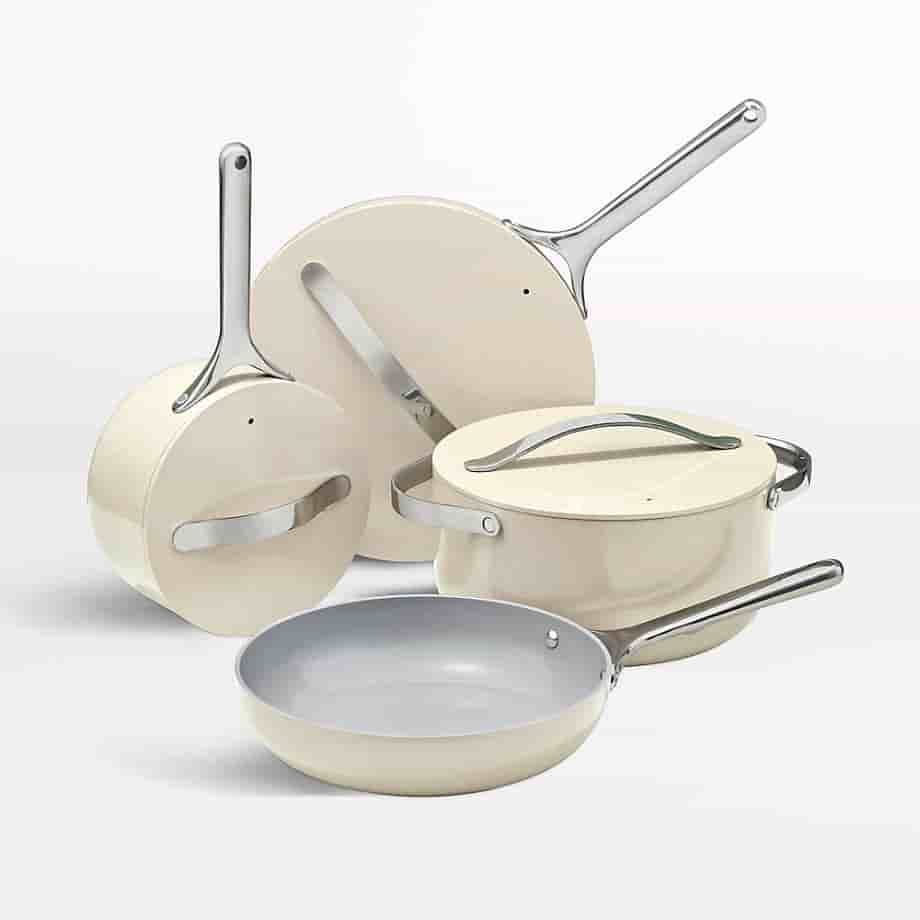 Augusta's Cookware Home 4-Piece Cream Ceramic Non-Stick Cookware Set