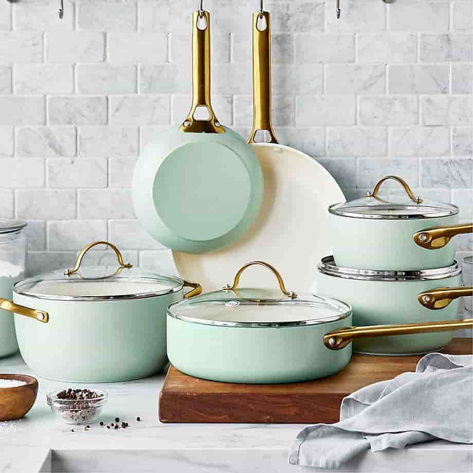 Augusta's Cookware Home 7-Piece Silt Green Non-Stick Ceramic Cookware