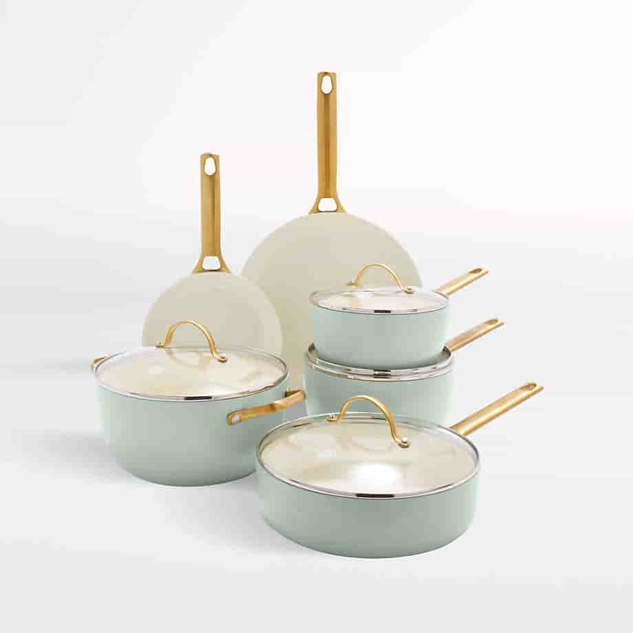 Augusta's Cookware Home 7-Piece Silt Green Non-Stick Ceramic Cookware
