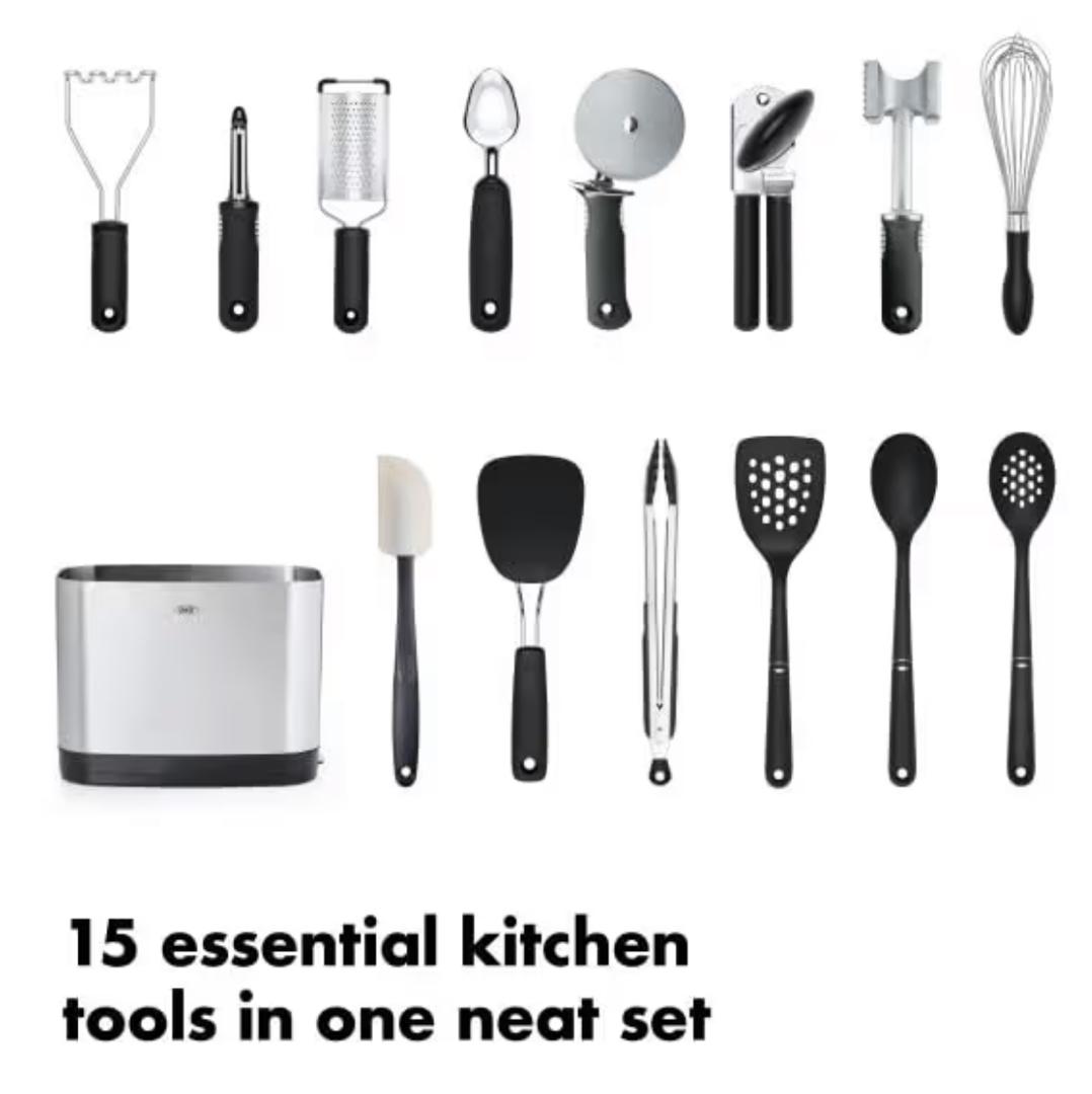 OXO GOOD GRIPS 15PC EVERYDAY KITCHEN TOOL SET.