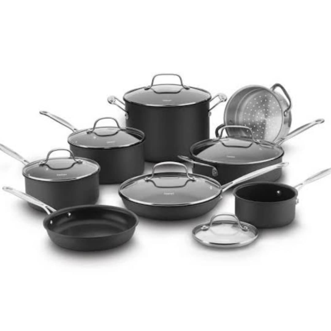 CUISINART CHEF'S CLASSIC HARD ANODIZED NON STICK 14PC COOKWARE SET