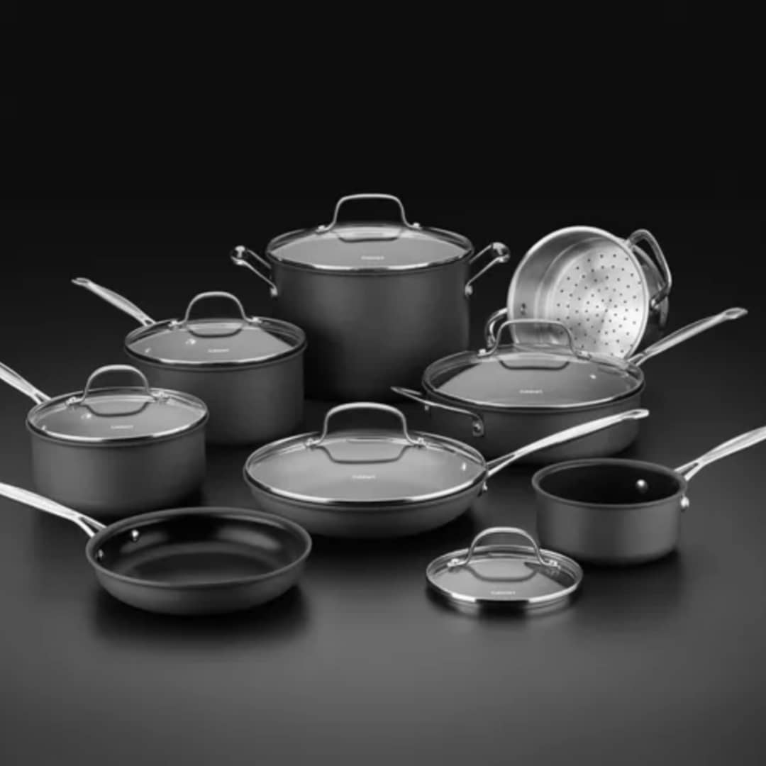 CUISINART CHEF'S CLASSIC HARD ANODIZED NON STICK 14PC COOKWARE SET