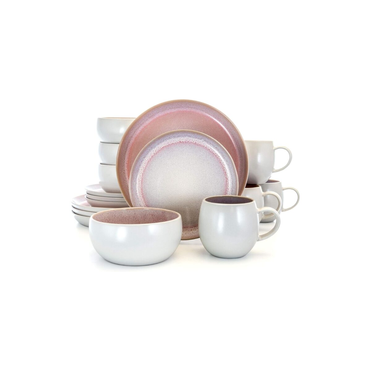 ELAMA MOCHA 16PC LUXURIOUS STONEWARE DINNERWARE SET