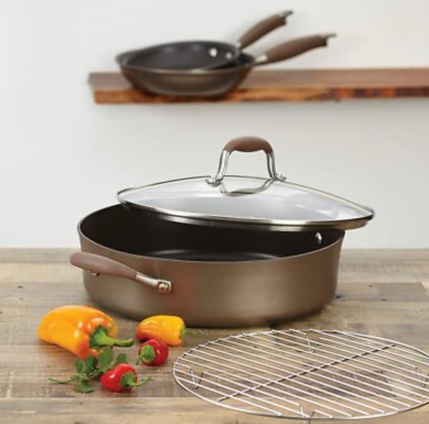 ANOLON Advanced Hard-Anodized 5.5-Quart Braiser with Rack