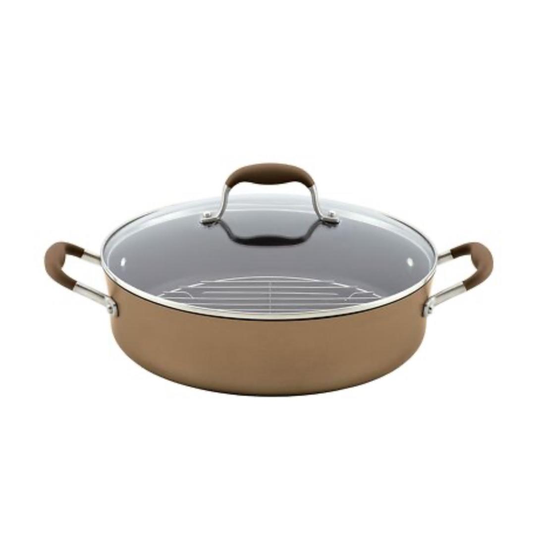 ANOLON Advanced Hard-Anodized 5.5-Quart Braiser with Rack