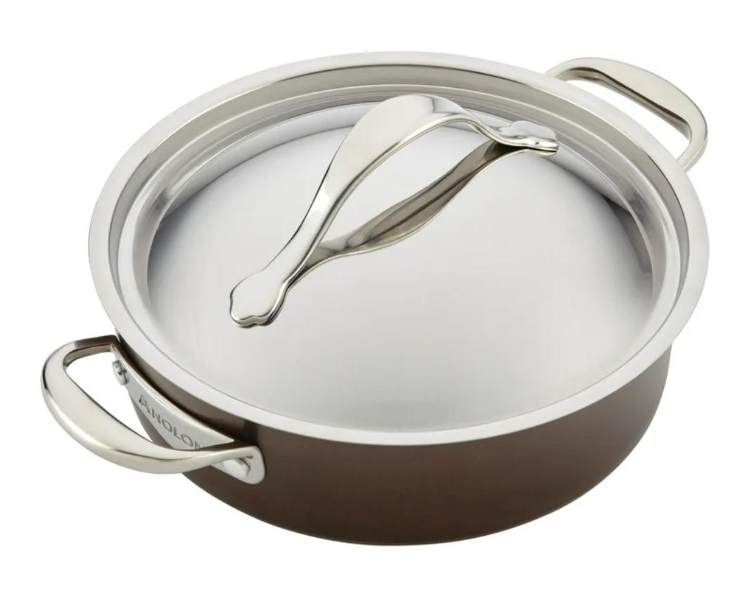 Anolon Nouvelle Copper Luxe 3QT Sauté Pan with Cover