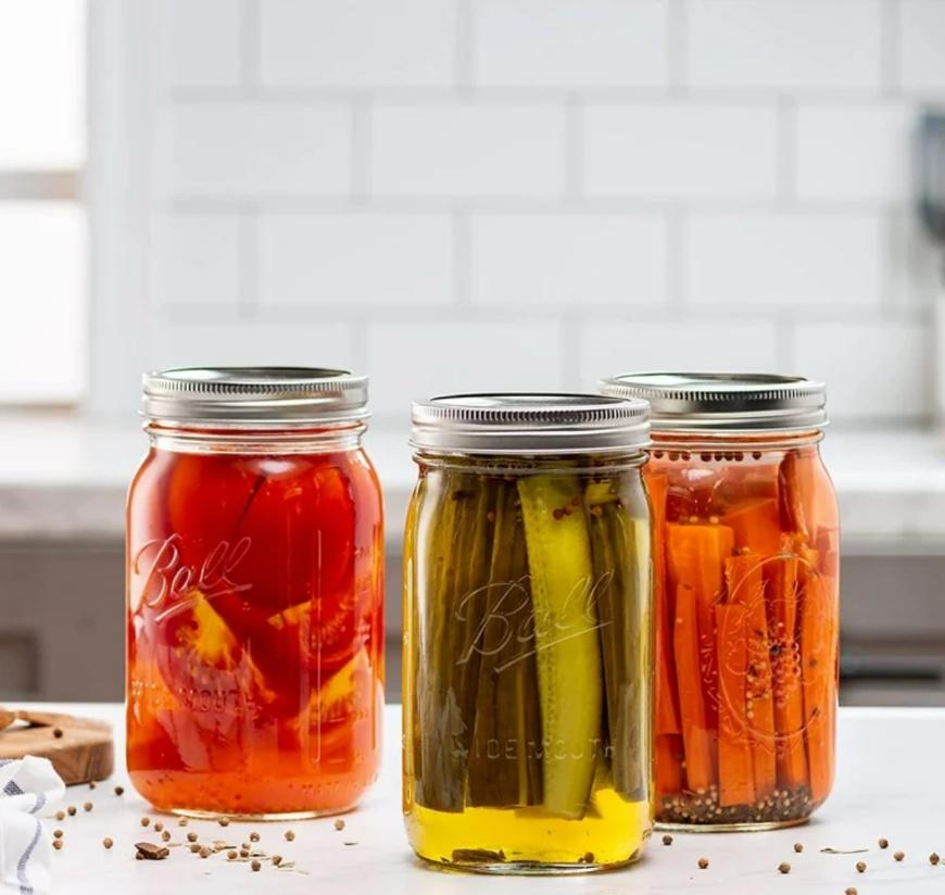 Ball Mason 32 oz Wide Mouth Jars with Lids and Bands, Set of 12