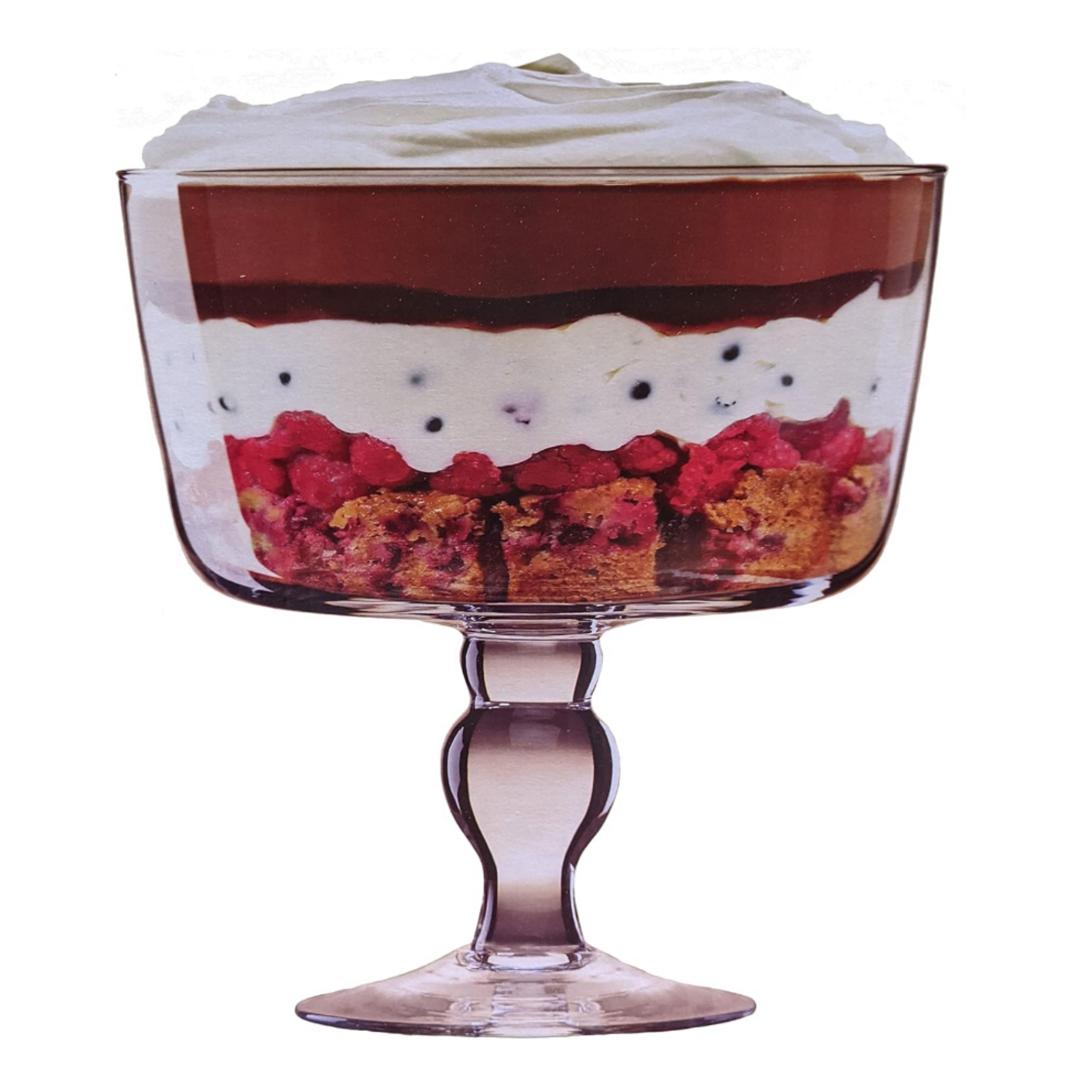 Barski Glass Trifle Bowl – 8.75” Tall, 122 oz – Textured European Crystal-Like Design