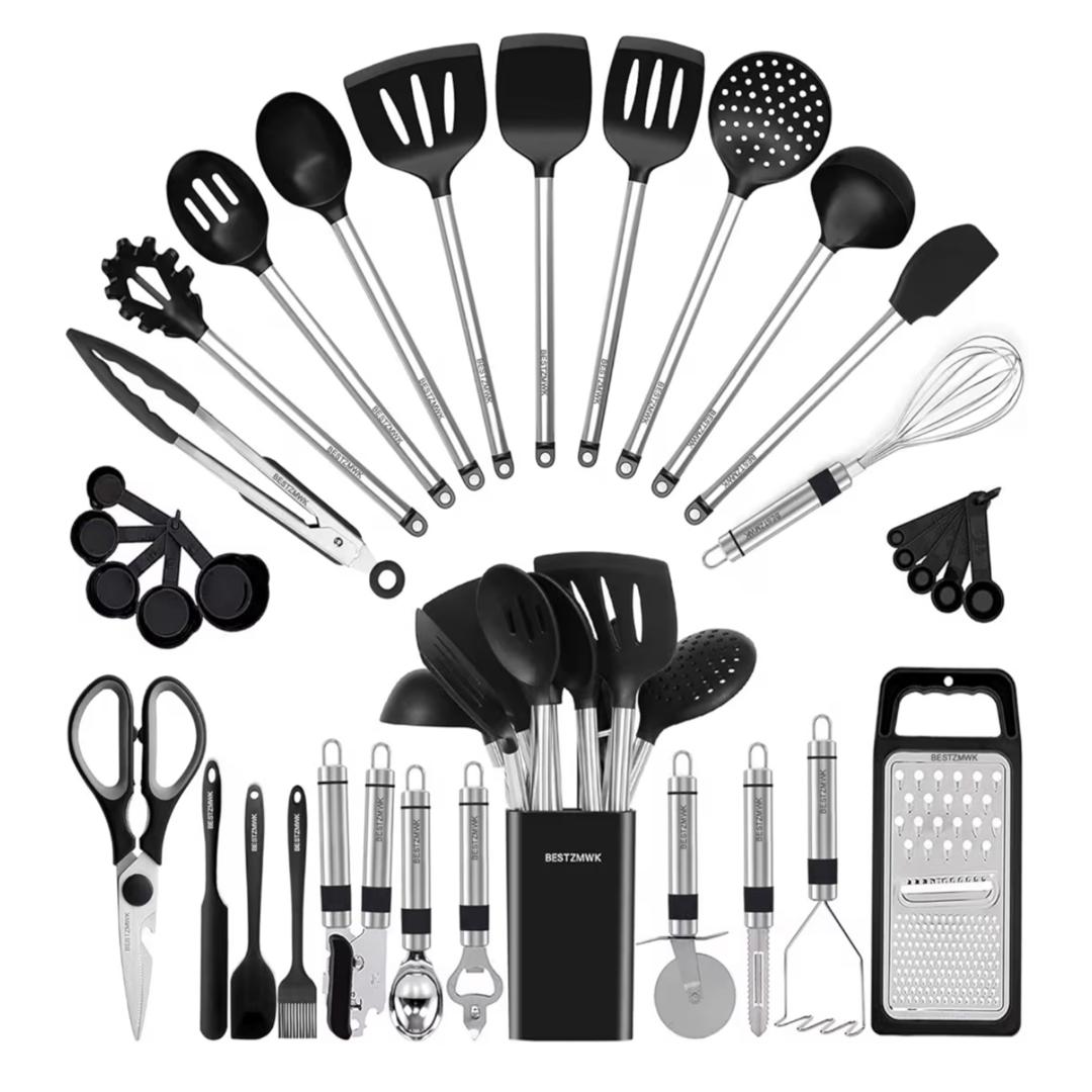 BESTZMWK 33pcs  Silicon and Stainless Steel kitchen Utensil and Gadgets Set