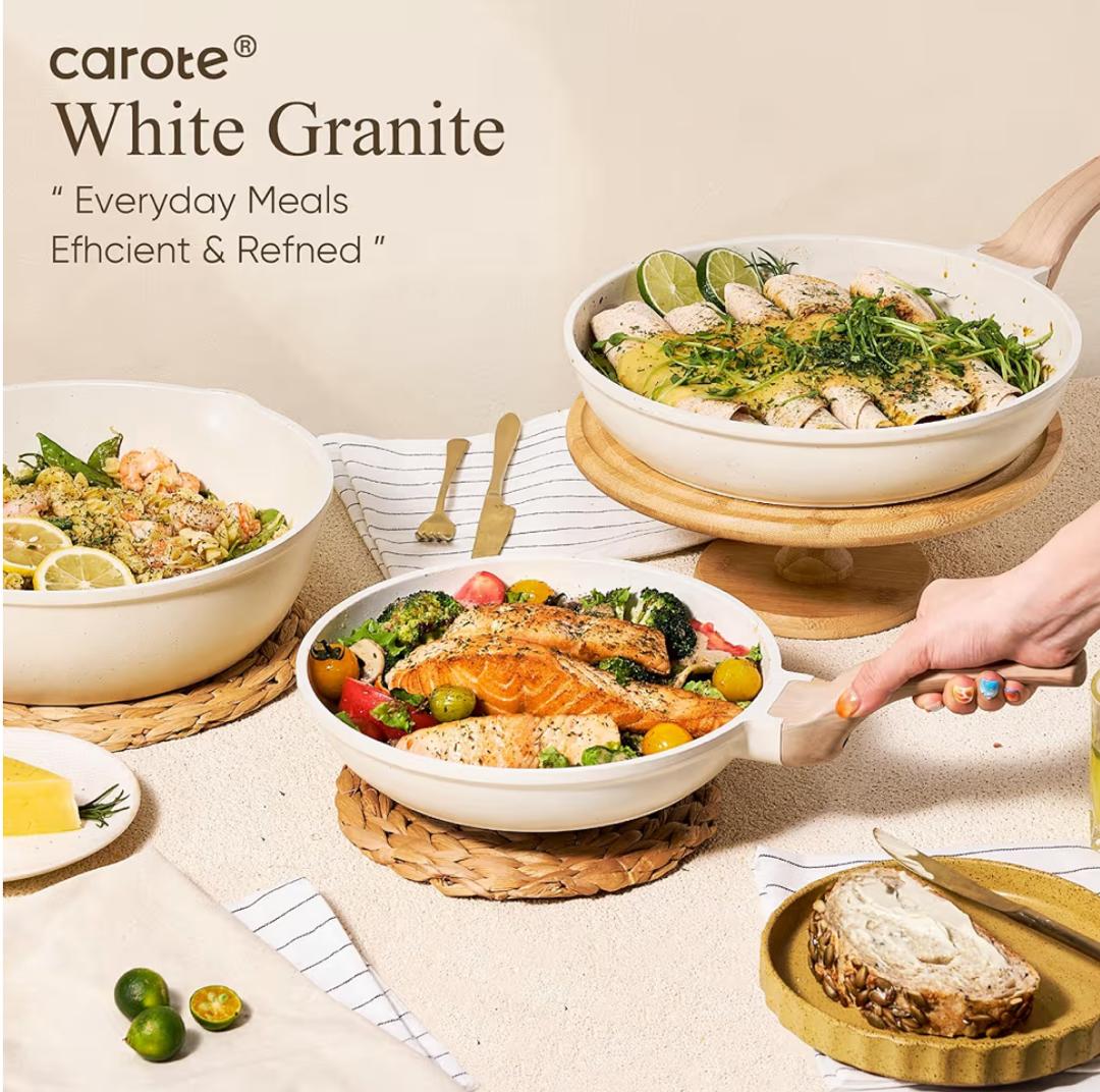 CAROTE 26PCS White Granite Cookware Set