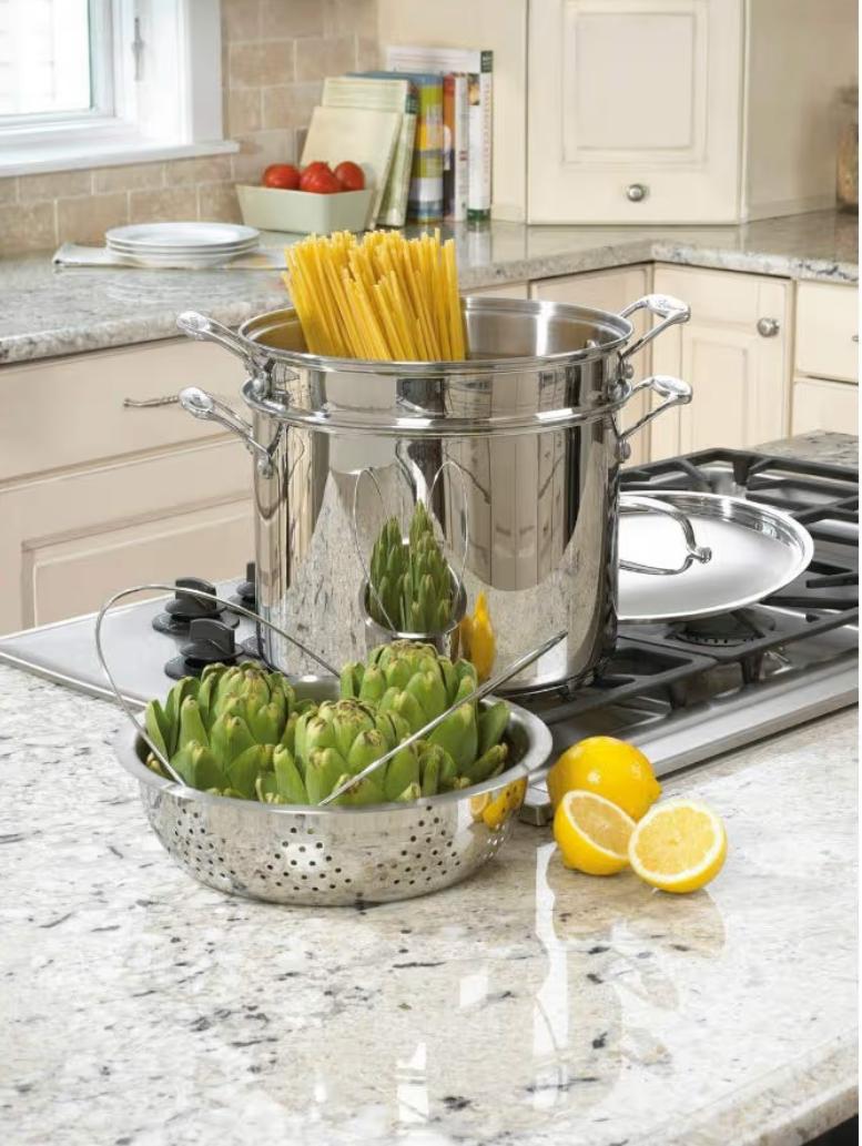 Cuisinart Chef's Classic 12 Quarts, Stainless Steel 4-Piece Pasta/Steamer Stock Pot