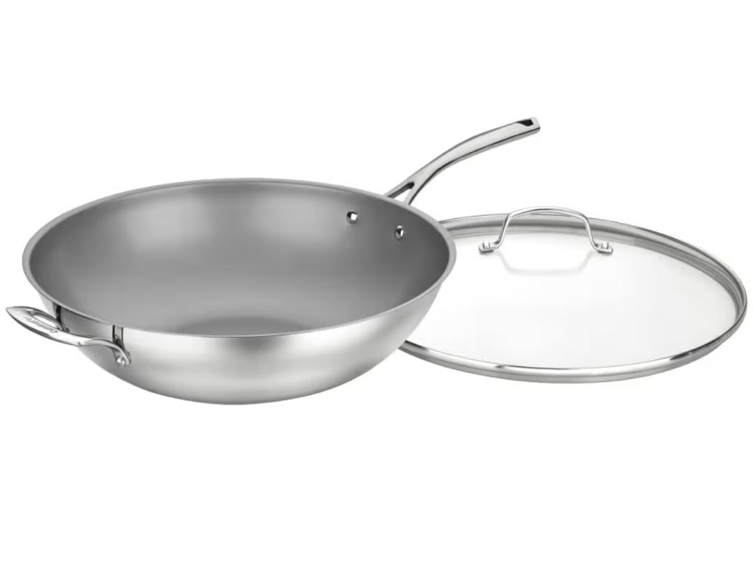 CUISINART FOREVER STAINLESS 14’’ NON-STICK STIR FRY PAN & LID