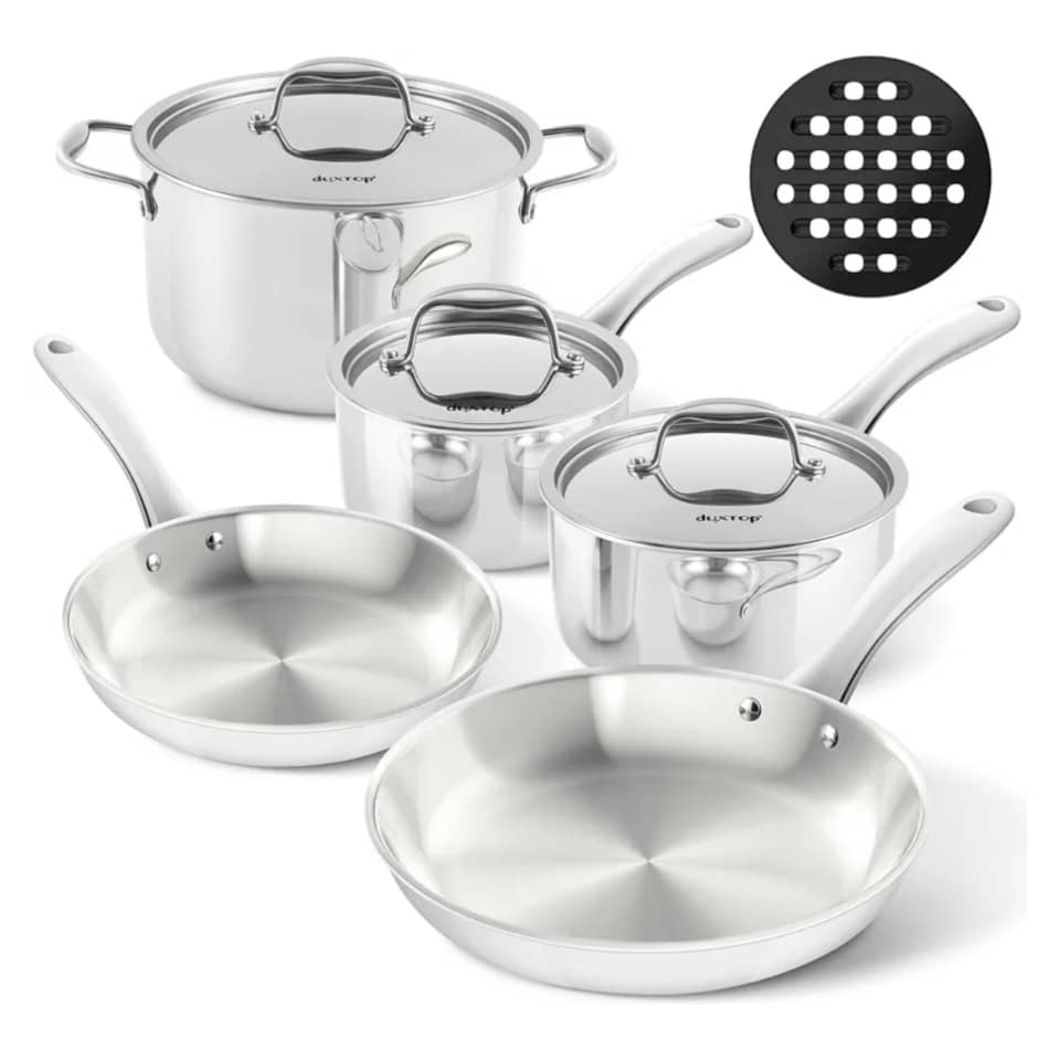 DUXTOP 9PC WHOLE-CLAD TRI-PLY STAINLESS STEEL INDUCTION COOKWARE SET