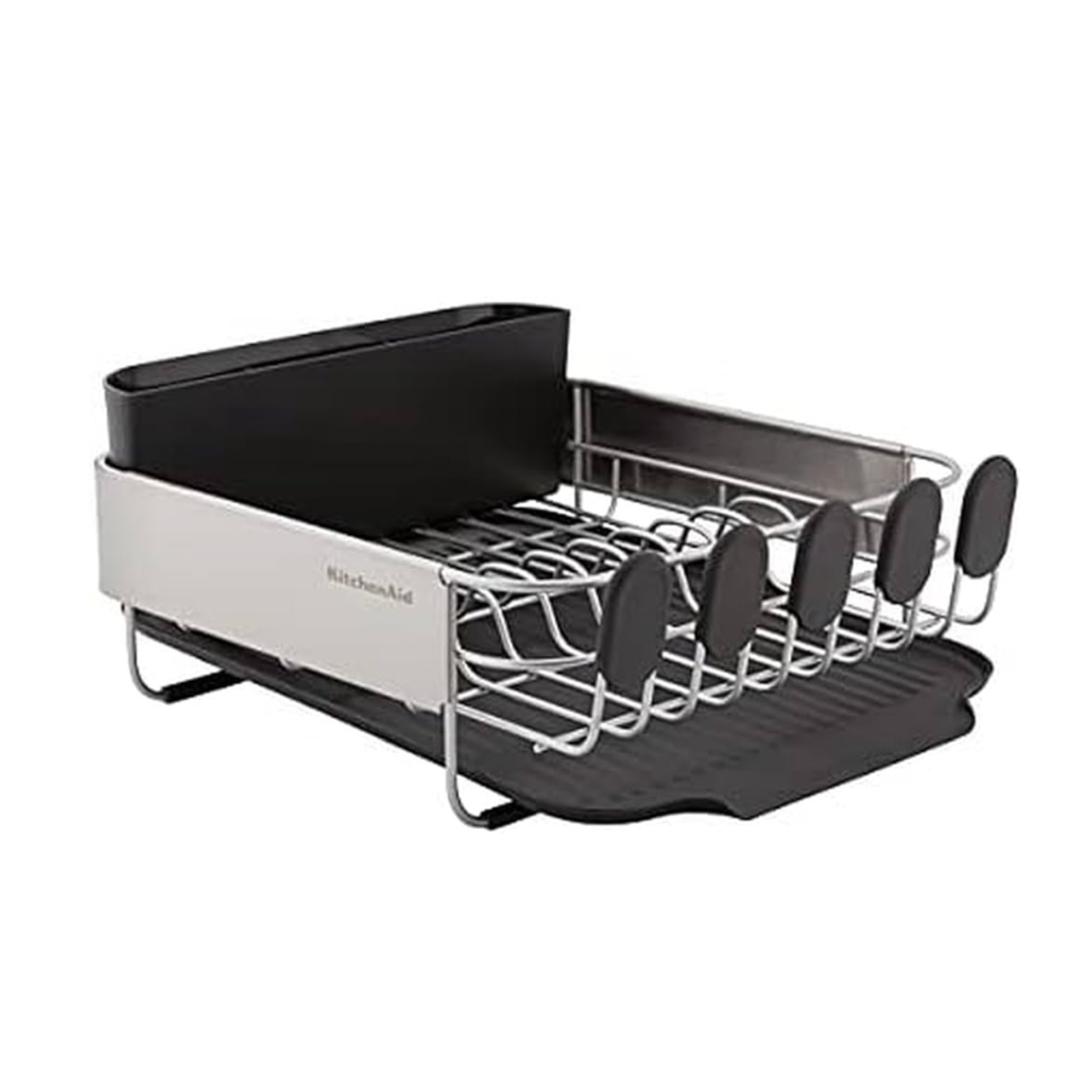 KitchenAid Compact Space Saving Dish Rack with Removable Flatware Caddy