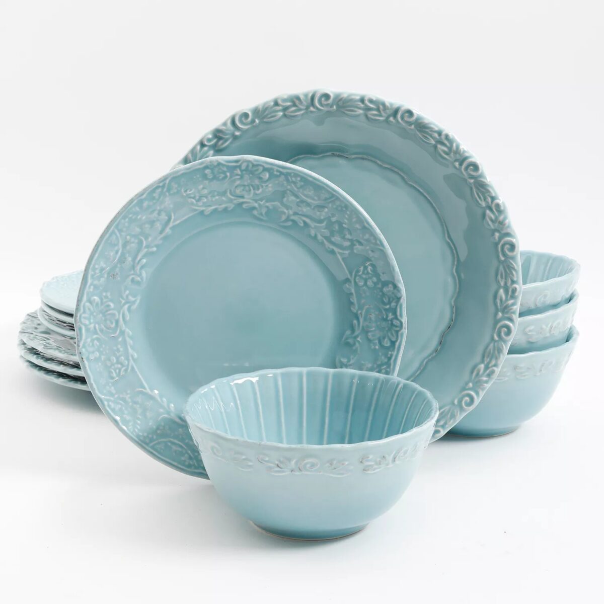 LAURIE GATES MADEIRA BLUE 12PC DINNERWARE SET