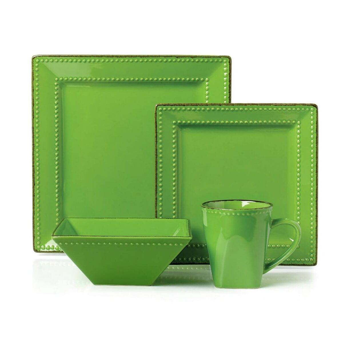 LORREN HOME TRENDS 16PC SQUARE BEADED DINNERWARE SET
