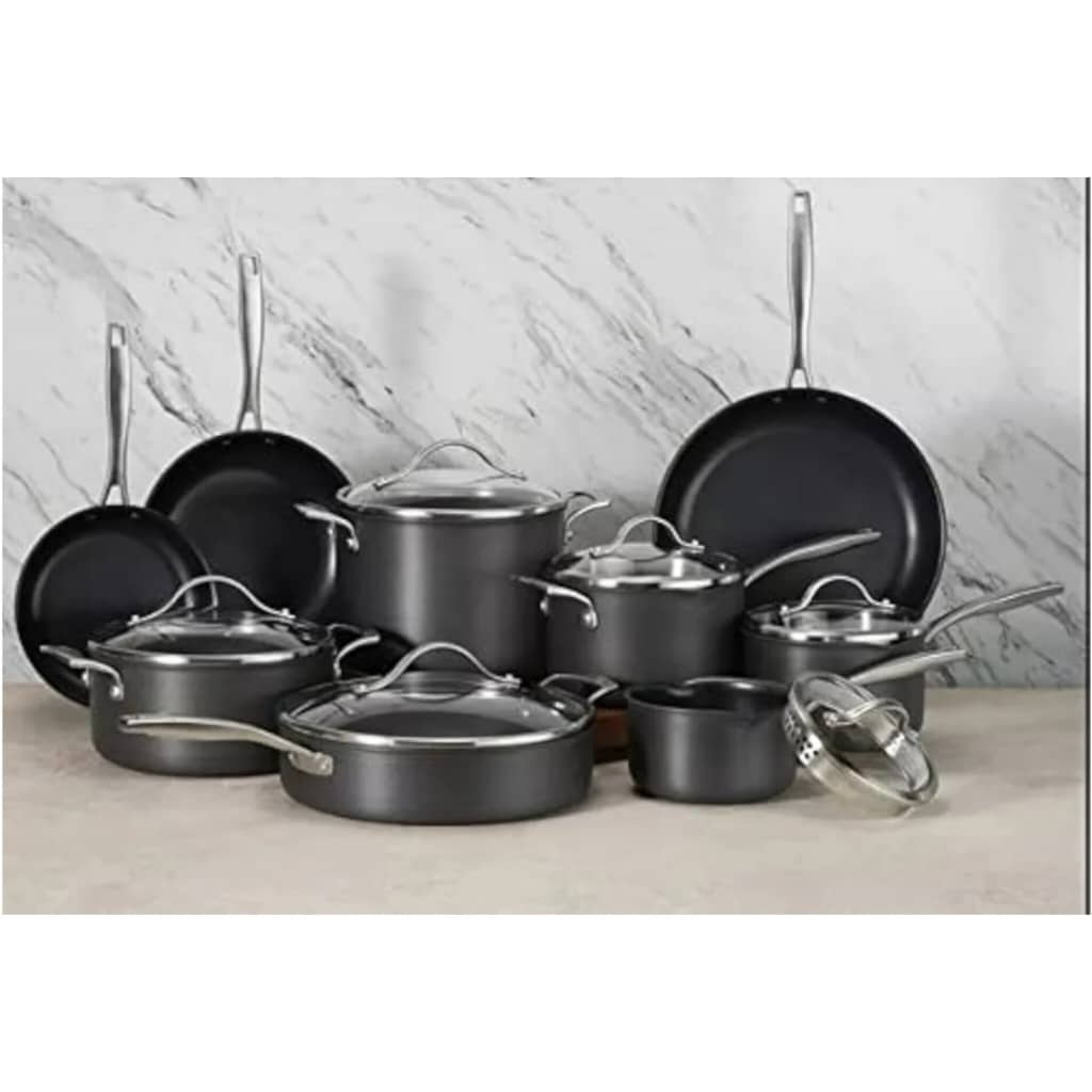 MEMBER MARK 15PC HARD ANODIZED COOKWARE SET BLACK