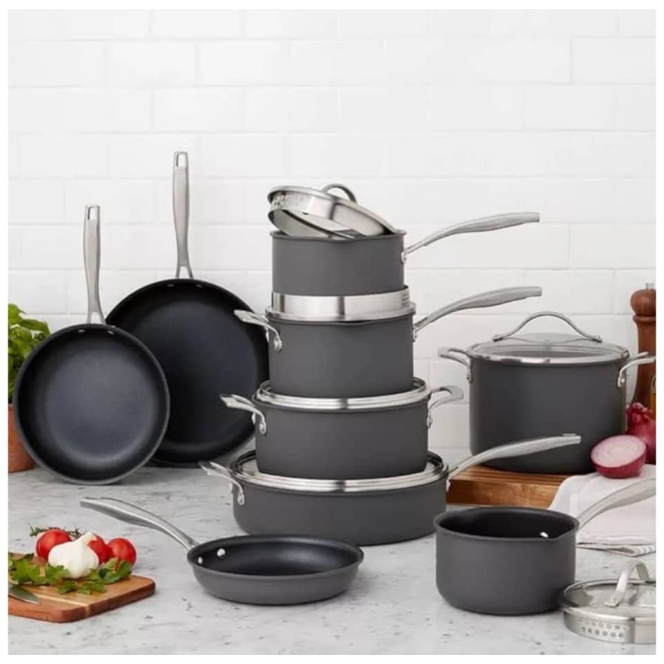 MEMBER MARK 15PC HARD ANODIZED COOKWARE SET BLACK
