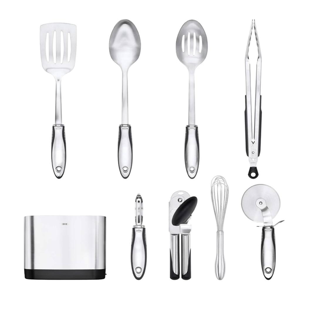 OXO Steel 9-Piece Stainless Steel Kitchen Tools Set