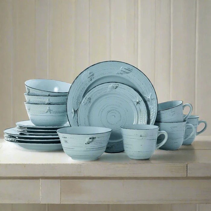 PFALTZGRAFF TRELLIS COASTAL 16PC DINNERWARE SET SERVICE FOR 4