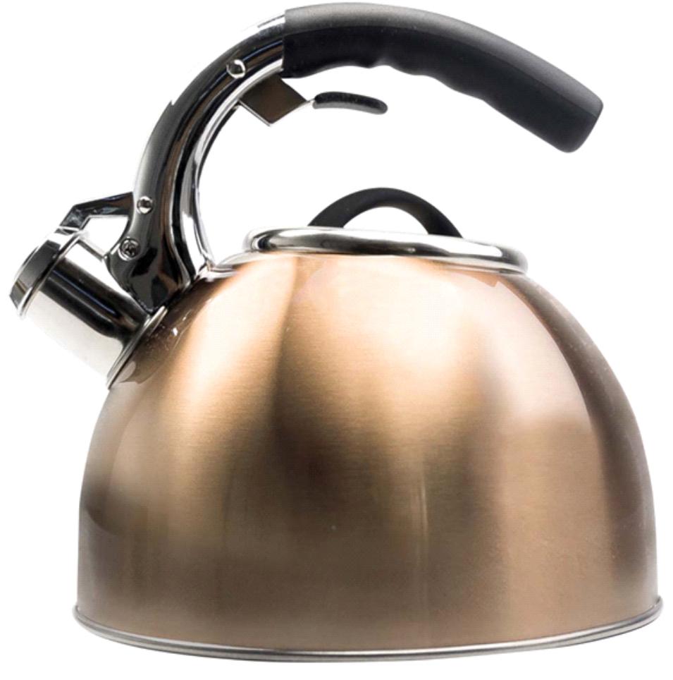 Primula Soft Grip 3 Qt Whistling Copper Stainless Steel Tea Kettle