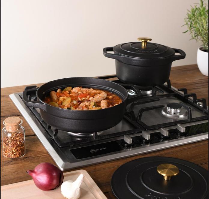 Procook Cast Iron Casserole Dish Set 20cm & 24cm