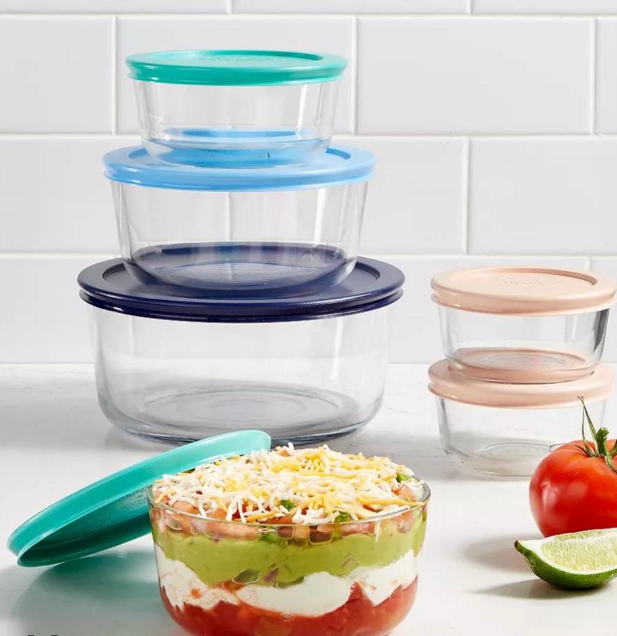 Pyrex Simply Store® 12-piece Glass Storage Set with Assorted Color Lids