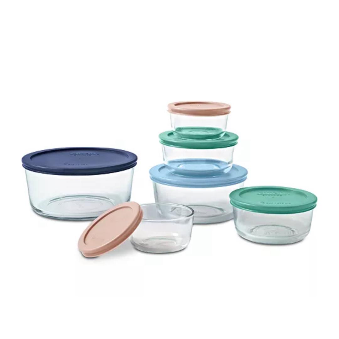 Pyrex Simply Store® 12-piece Glass Storage Set with Assorted Color Lids