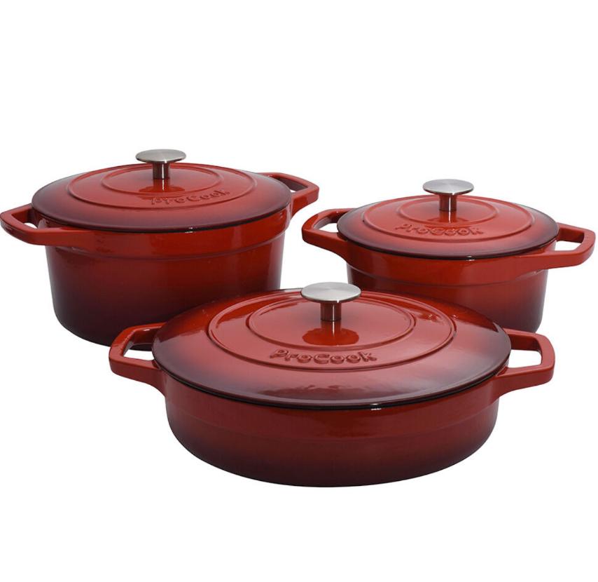 ProCook Cast Iron Casserole Dish Set