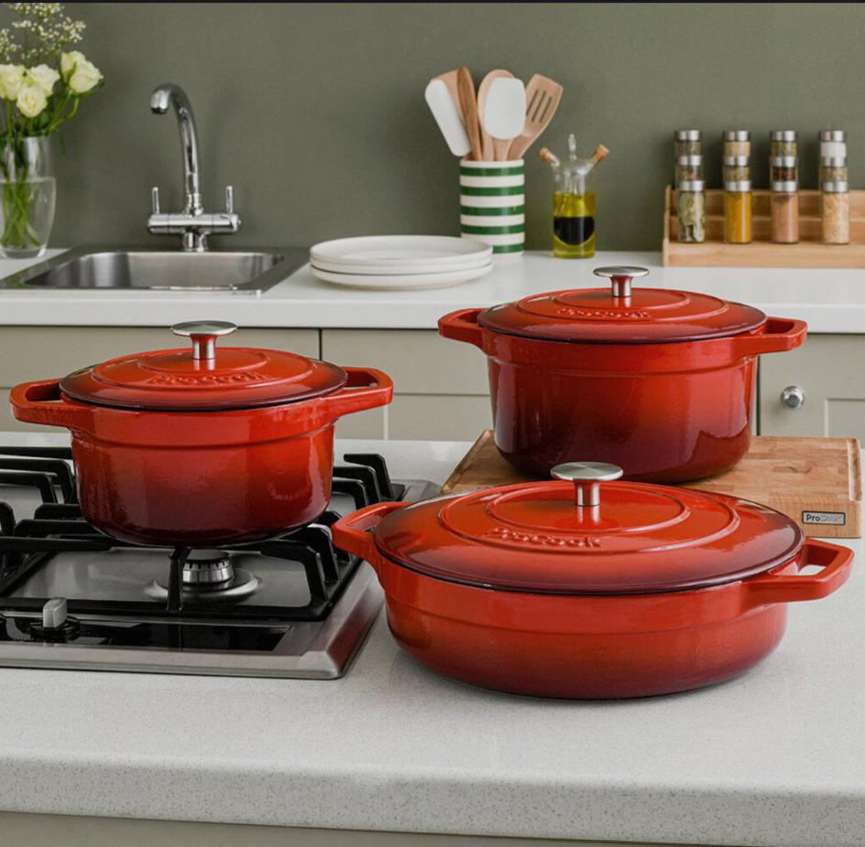 ProCook Cast Iron Casserole Dish Set