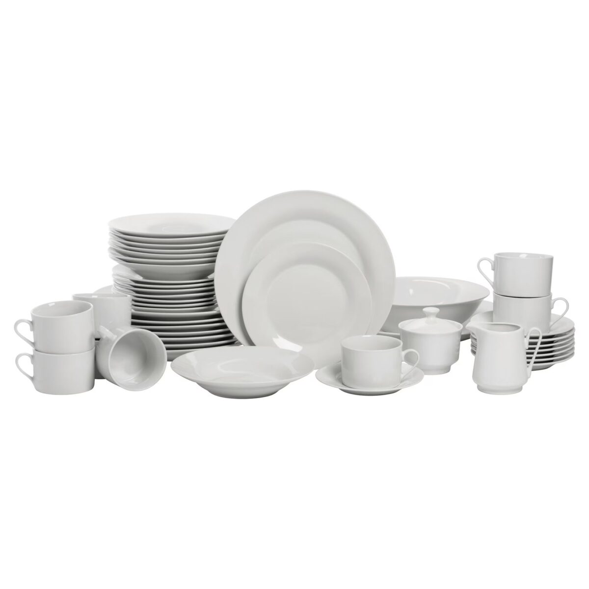 10 STRAWBERRY STREET SIMPLY ROUND 45PCS DINNERWARE SET WHITE