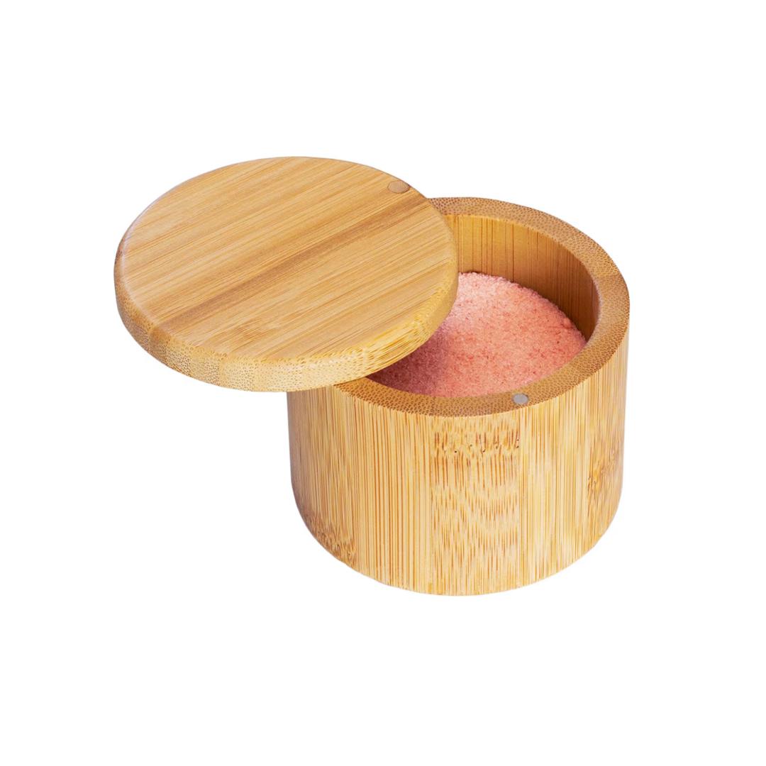 Totally Bamboo Salt Cellar with Swivel Lid – Bamboo Spice Box Storage with Magnetic Closure