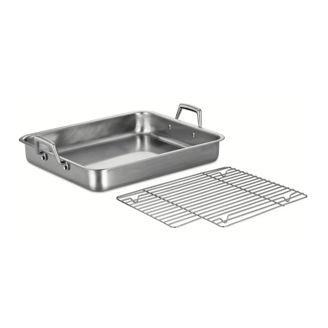 Tramontina Prima 13.5-Inch 18/10 Stainless Steel Roasting Pan with Basting Grill
