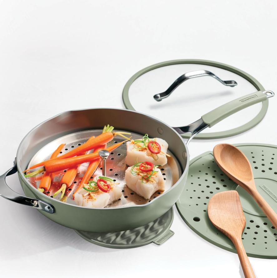 Tramontina Vue All‑in‑One Plus Pan 5‑quart Ceramic Pan with Lid