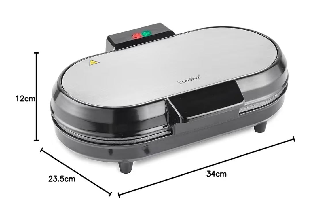 VONSHEF WAFFLE MAKER LARGE QUAD BELGIAN ROUND 2