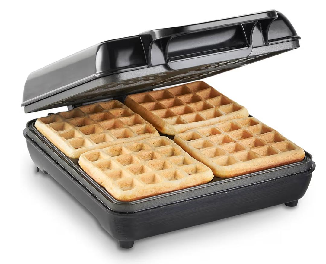 VONSHEF WAFFLE MAKER LARGE 4 SLICE QUAD BELGIAN