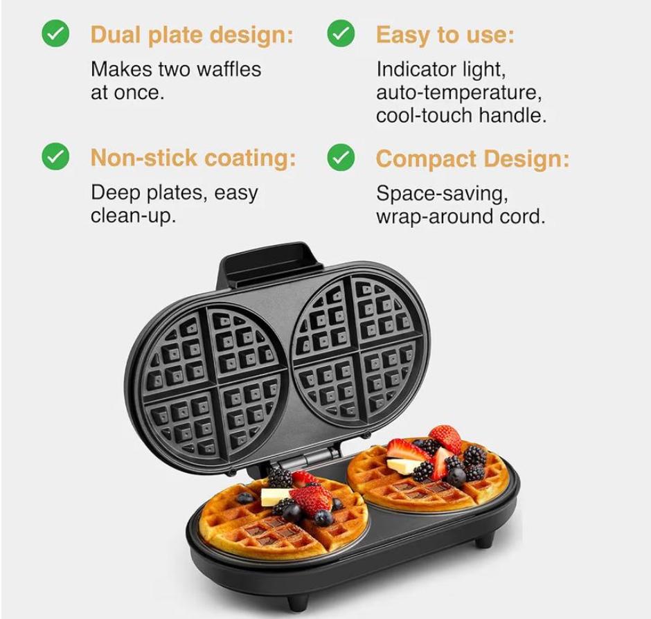 VonShef Double Waffle Maker 1