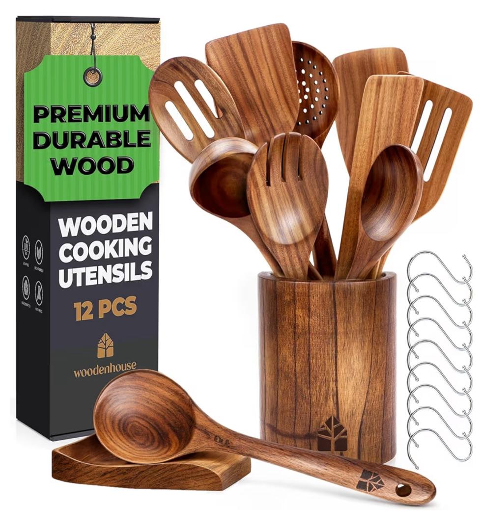 WOODEN HOUSE 12pc Wooden Cooking Utensils Set