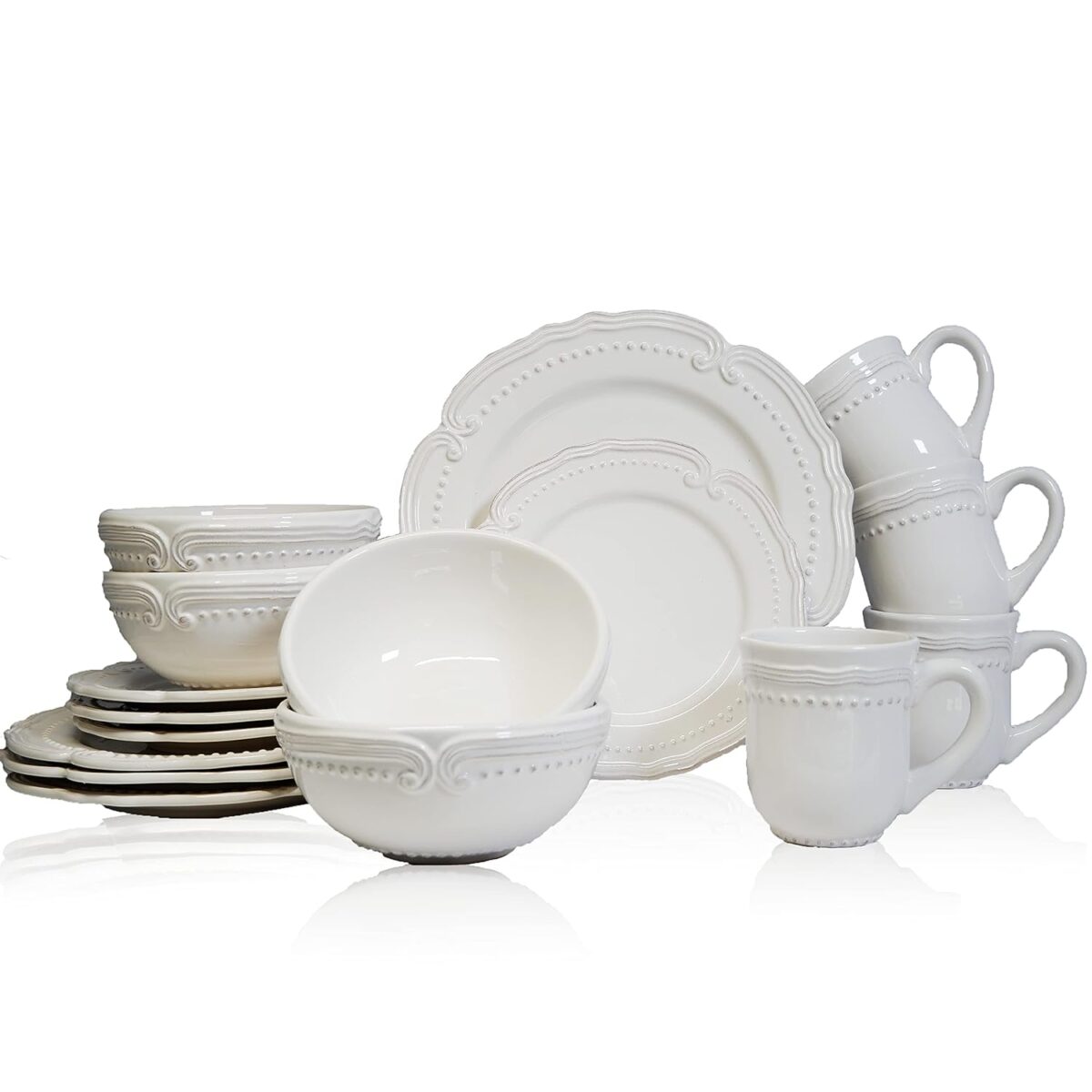 AMERICAN ATELIER 16PC ROUND DINNERWARE SET WHITE