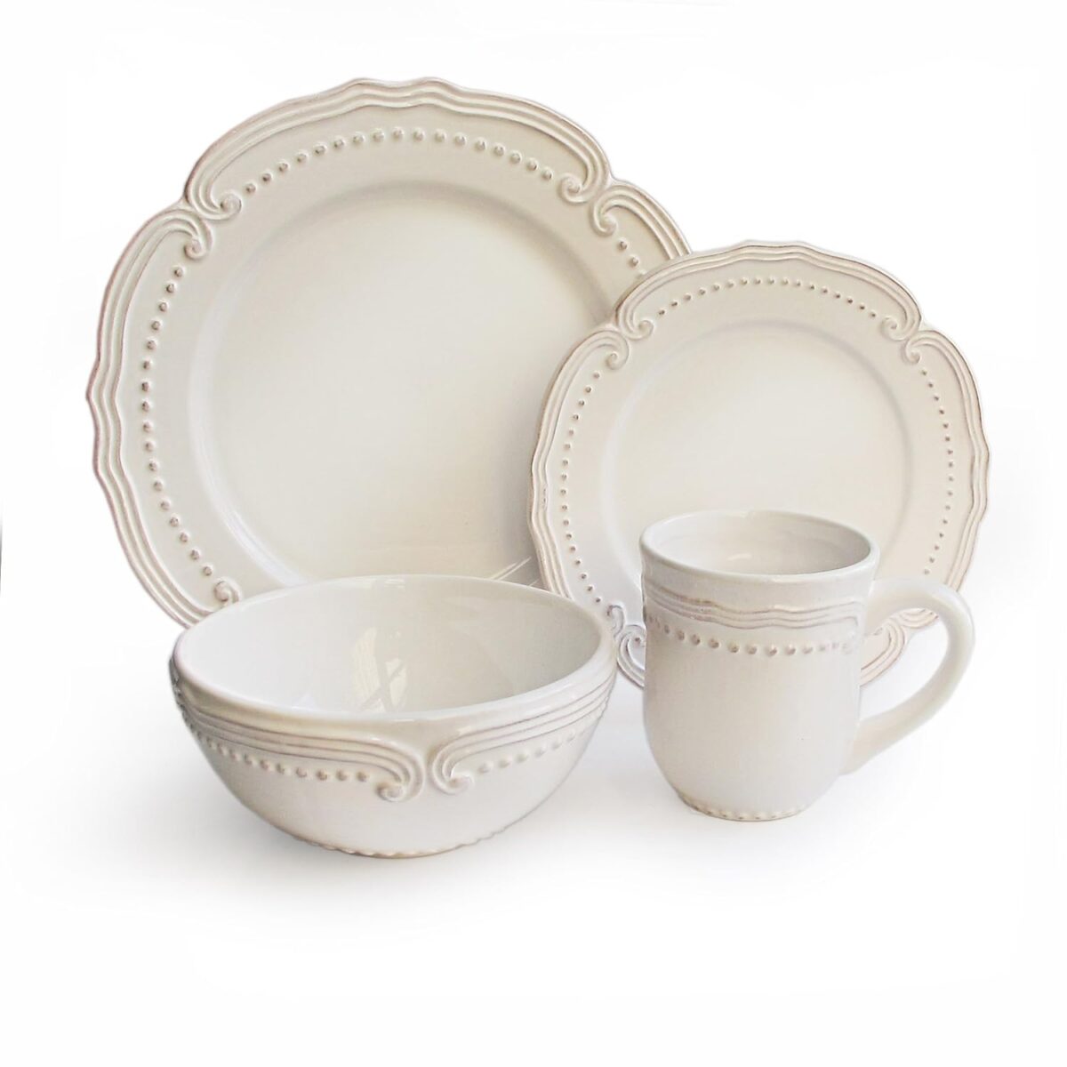 AMERICAN ATELIER 16PC ROUND DINNERWARE SET WHITE