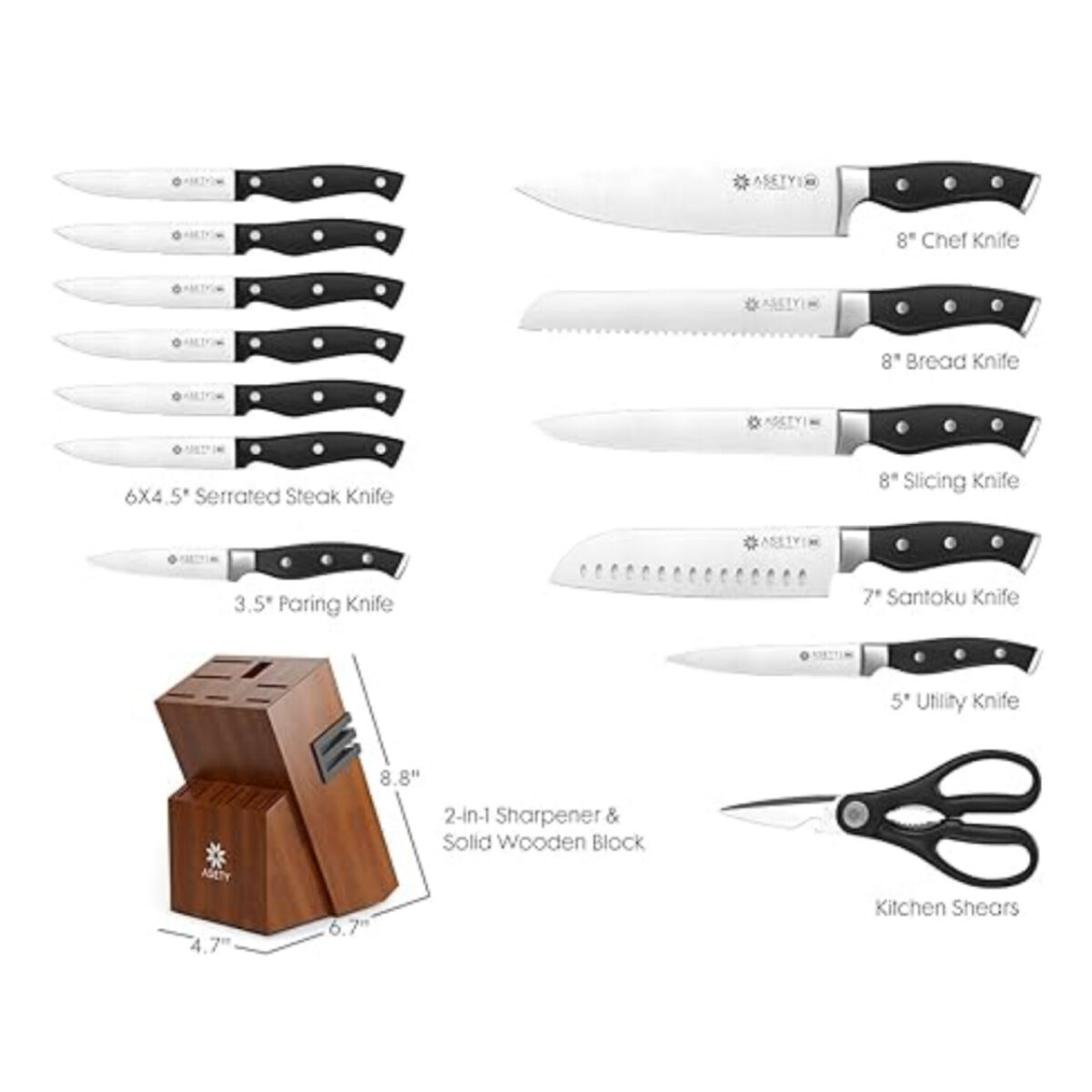 ASETY 15PC KNIFE SET